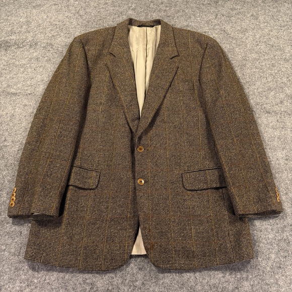 Samuelsohn Ashton Sport Coat Men 44L Brown Wool Cashmere Tweed Heritage Academia